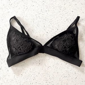 Black Flower Bikini Top size small